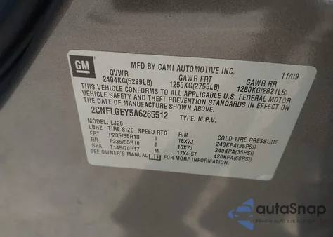 2010 Chevrolet Equinox Ltz из США, поврежденный, VIN 2CNFLGEY5A6265512